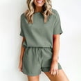 thumbnail image 1 of Wancir Womens Two Piece Short Sets for Summer Cute 2 Piece Outfits 2024 Casual Short Sleeve Crop Top And Shorts Matching Sets, 1 of 9