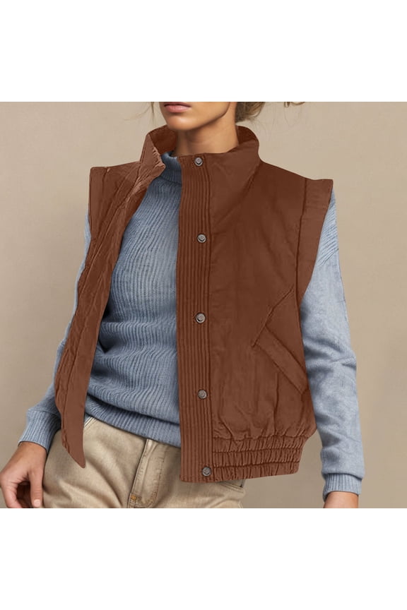 Womens Vests Outerwear Button-Down Lapel Collar Elastic Hem Lightweight Spring Waistcoat Sleeveless Jacket Cargo Vest