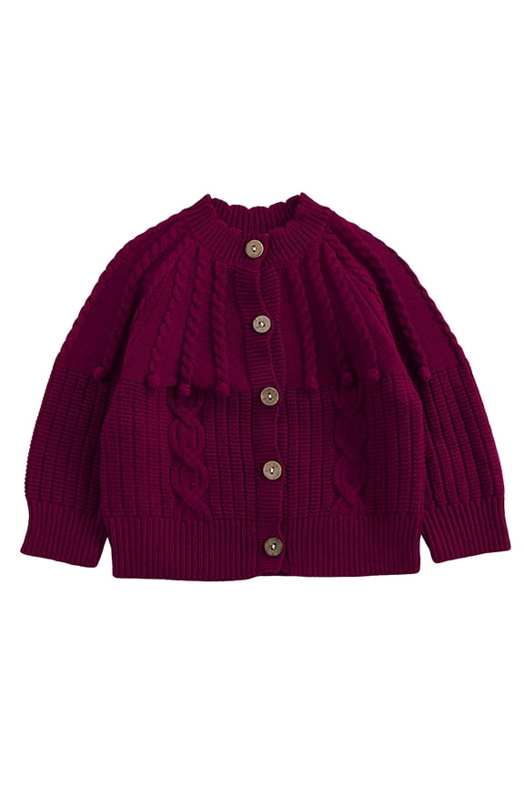 Wancir kids Baby Sweater Cardigan Jacquard Cable-Knit Spring Coat Long Sleeve Cardigan for Baby Girl