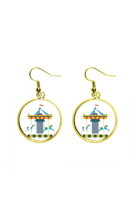 amazing funny park carousel illustration earring dangle en drop earring jewelry woman
