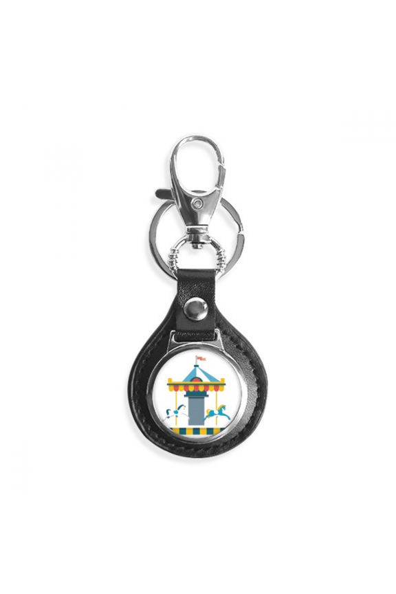 amazing funny park carousel illustration key link chain keyholder finder hook metal