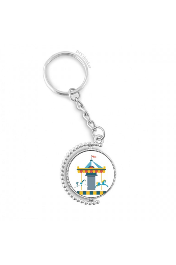 amazing funny park carousel illustration rotatable keyholder disc accessories chain clip