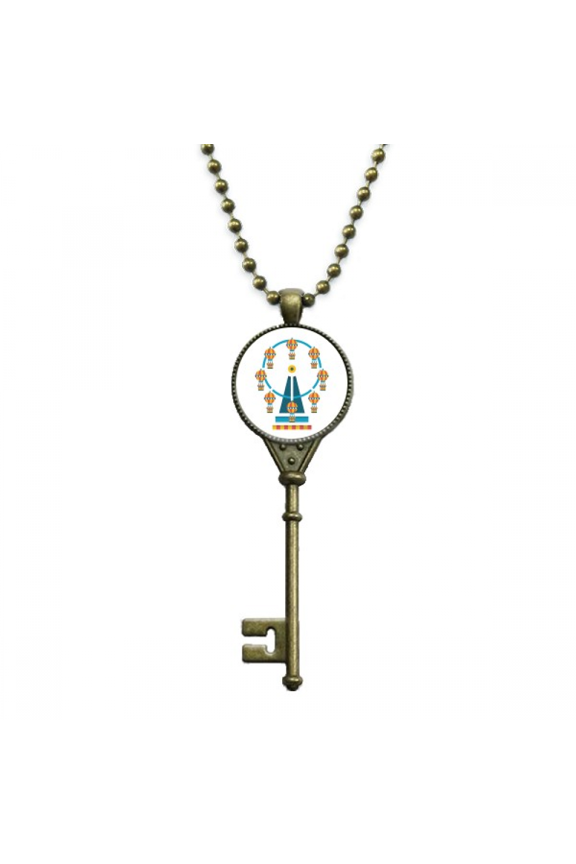 amazing funny park ferris wheel illustration key necklace pendant tray embellished chain