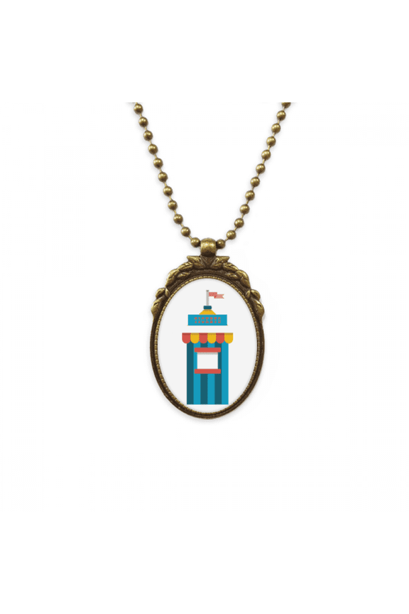 amazing funny park ticketing illustration antique necklace vintage bead pendant keychain