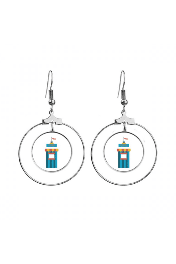amazing funny park ticketing illustration earrings dangle hoop jewelry drop circle