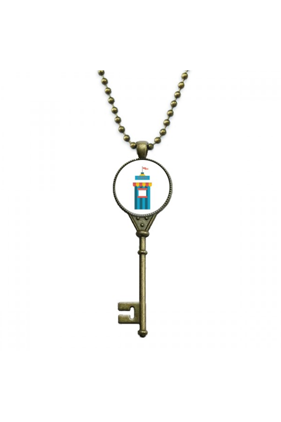 amazing funny park ticketing illustration key necklace pendant tray embellished chain