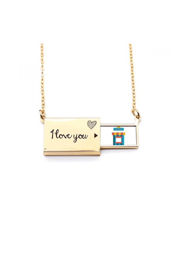 amazing funny park ticketing illustration letter envelope necklace pendant jewelry