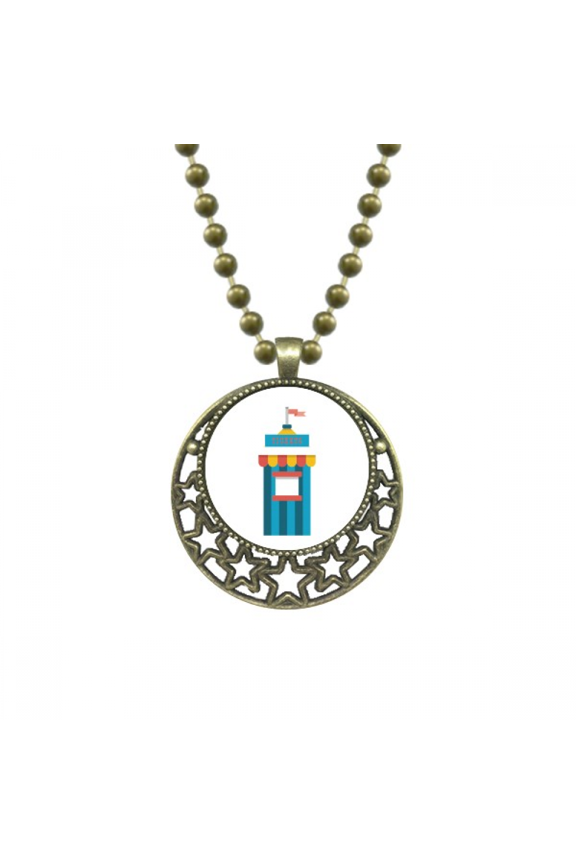 amazing funny park ticketing illustration pendant star necklmoon chain jewelry