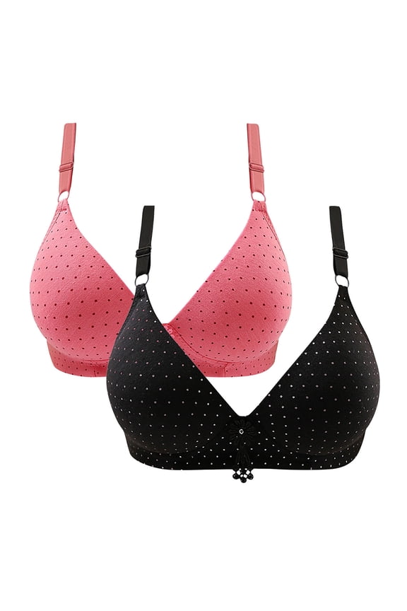 2 Pcs Bras for Women Full Coverage Sports Bra Deep Cup Bralettes Push Up Seamless T-Shirt Bra