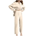 thumbnail image 1 of ameIAEA 2 Piece Outfits for Women Cotton Linen Button Down Shirts Wide Leg Pants Casual Set, 1 of 6