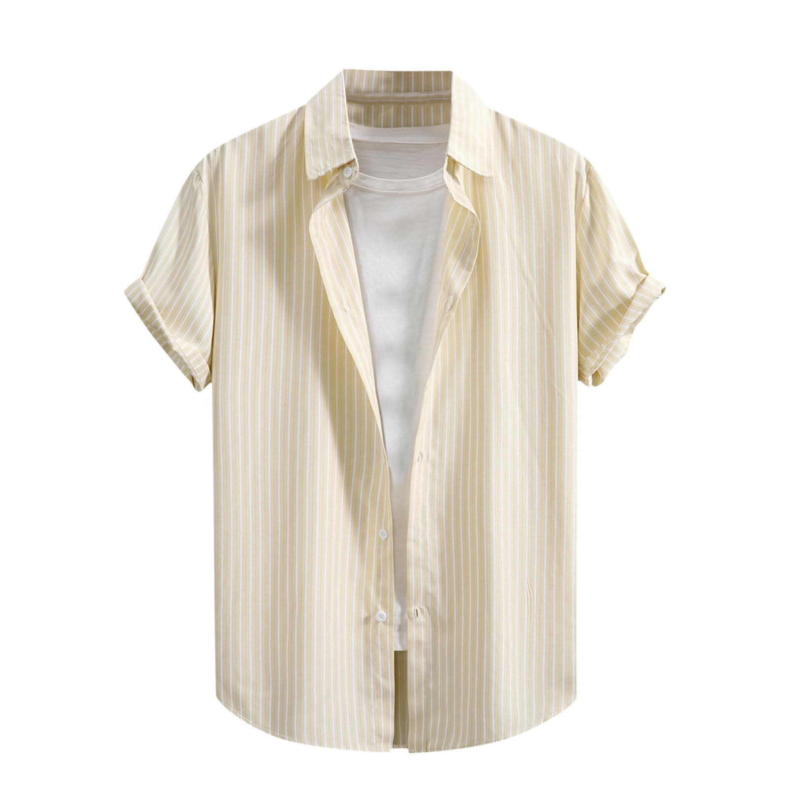 Men's Striped Knit Collar T-Shirt - Casual Short Sleeve Tee, Structured Fit, Trendy Top