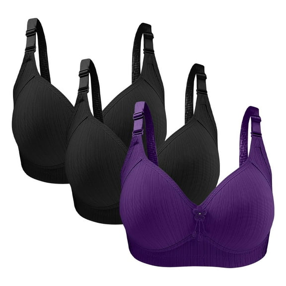 ameIAEA 3 Pcs Full Coverage Bras for Women Push Up No Underwire Bras Comfort Everyday Bras