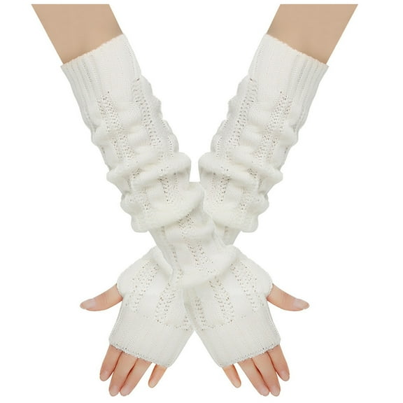 ameIAEA Arm Warmers Winter for Women Fashion Long Fingerless Knit Mitten Gloves Arm Sleeves with Thumb Hole