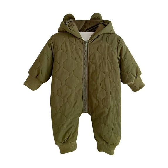 ameIAEA Baby Boy Girl Winter Romper NewBorn Infant Long Sleeve Hooded Jumpsuit Warm Outwear