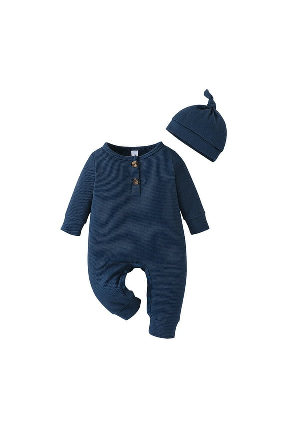 Baby Boy Girls Clothes Infant Long Sleeve Romper Toddler Jumpsuit with Hat NewBorn Outfit