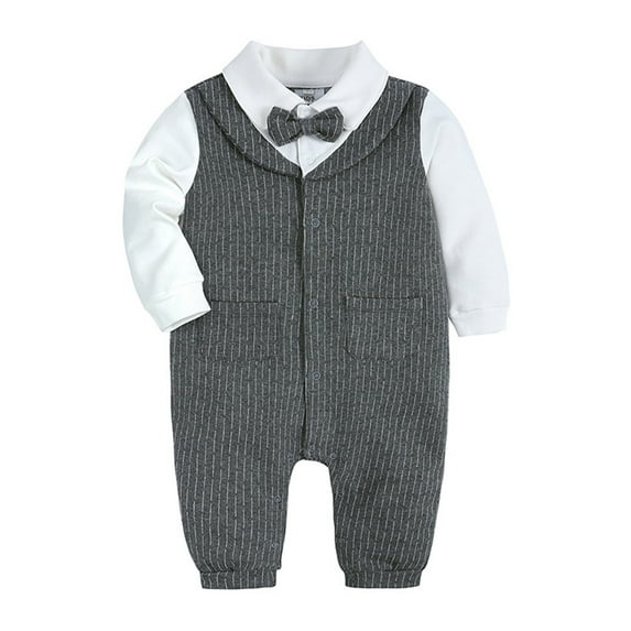 ameIAEA Baby Boys Gentleman Romper Wedding Birthday Outfit NewBorn Infant Long Sleeve Jumpsuit