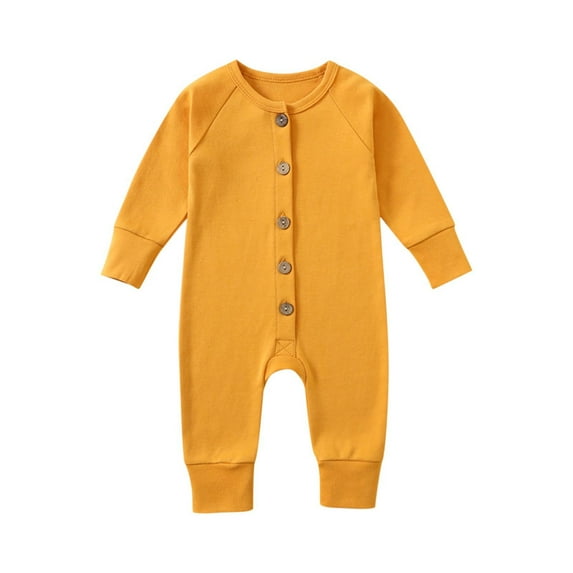 ameIAEA Baby Boys Girls Romper Long Sleeve Button Jumpsuits Newborn Infant Fall Winter Outfits