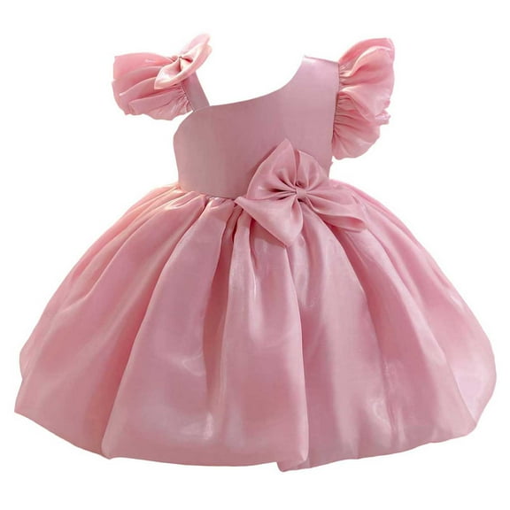ameIAEA Baby Girl Satin Formal Wedding Dress Toddler Birthday Party Gown Dresses 1-5T
