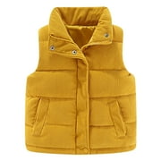 ameIAEA Boys Girls Corduroy Down Vest Kids Winter Warm Puffer Jacket Toddlers Sleeveless Coat Outerwear