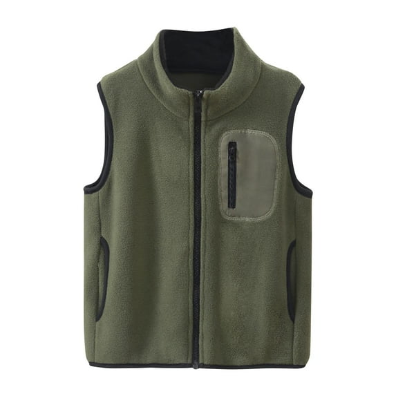 ameIAEA Boys Girls Fleece Vest Kids Zipper Sleeveless Jacket Waistcoat Fall Winter Warm Outerwear with Pockets