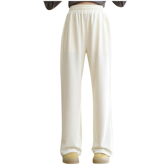 ameIAEA Boys Girls Straight Wide Leg Sweatpants High Elastic Waisted Casual Trousers 3-15 Year