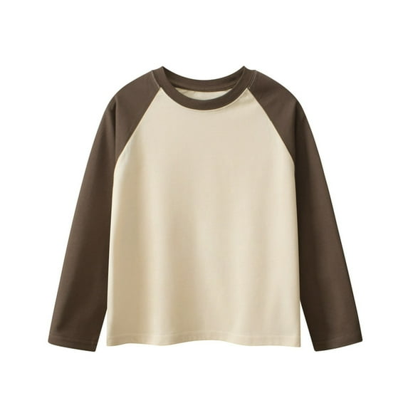 ameIAEA Boys Girls Undershirts Long Sleeve Colorblock Basic Layering Shirts for Kids 5-16 Years