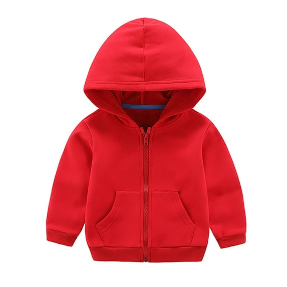 ameIAEA Boys Girls Zip Up Hooded Jacket Long Sleeve Fall Coat with Pockets for Toddler Kids