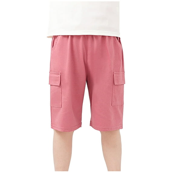 ameIAEA Boys Lightweight Cargo Shorts Kids Elastic Waist Hiking Shorts with Multi Pockets