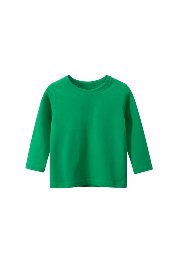 Boys' Undershirt Girls Long Sleeve Crewneck Shirts Solid Color Basic Tees 2-10 Years