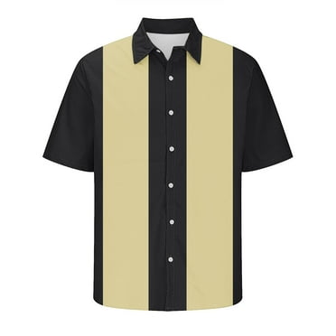 ameIAEA Button Down Short Sleeve Shirts for Men Summer Casual Color Block Collar Beach Shirts