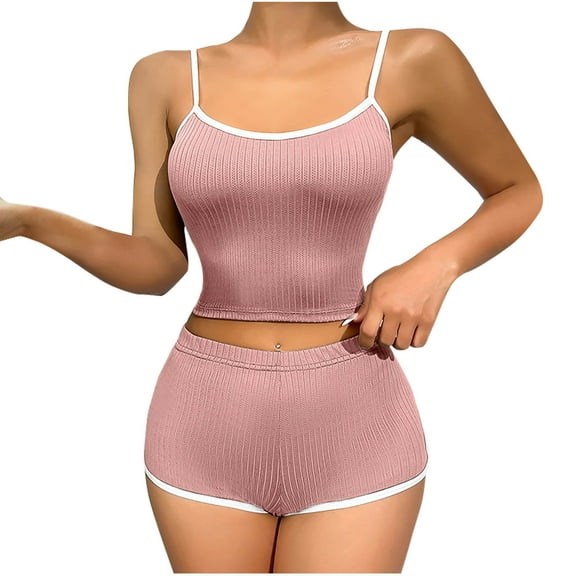ameIAEA Cami Pajama Sets 2 Piece Crop Tank Top and Shorts Pjs Sleepwear Nightwear for Women