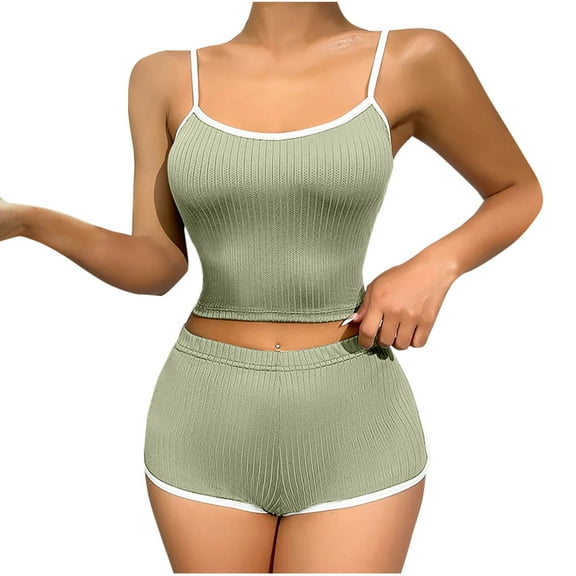 ameIAEA Cami Pajama Sets 2 Piece Crop Tank Top and Shorts Pjs Sleepwear Nightwear for Women