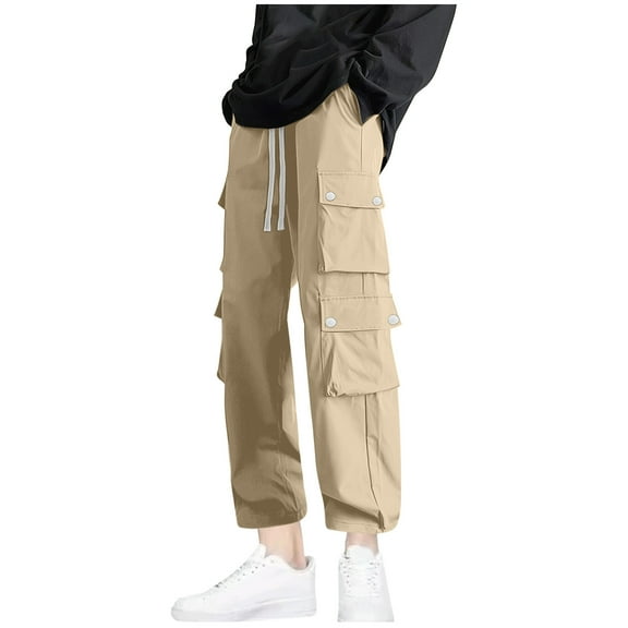 ameIAEA Cargo Sweatpants for Men Casual Outdoor Hiking Pants Elastic Waist Drawstring Trousers with Pockets