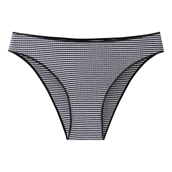 ameIAEA Cotton Bikini Underwear Women Stripe Breathable Briefs No Show Low Waisted Ladies Panties