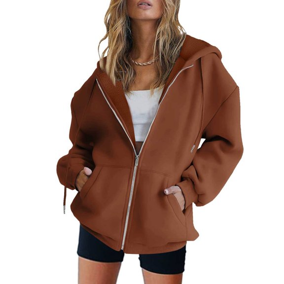 ameIAEA Fall Outfits for Women Long Sleeve Full Zip Hooded Sweatshirt Biker Shorts 2 Piece Sweatsuit