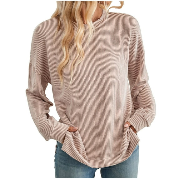ameIAEA Fall Sweatshirts for Women Long Sleeve Crewneck Tops Side Slit Casual Loose Shirts
