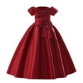 thumbnail image 1 of ameIAEA Formal Dress for Girl Short Sleeve Bow A-Line Ruffle Wedding Party Dress 5-15 Years, 1 of 7