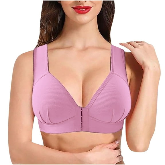 ameIAEA Front Closure Bras for Women Full Coverage No Underwire Bras Push Up Support Bra 3 Pack