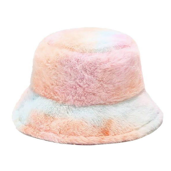 ameIAEA Fuzzy Bucket Hat for Women Warm Winter Plush Bucket Hat Fashion Outdoor Fisherman Cap