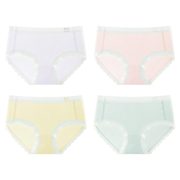 ameIAEA Girl's 4 Pack Panty Set Cute Lace Trim Mid Rise Briefs Soft Breathable Kids Underwear