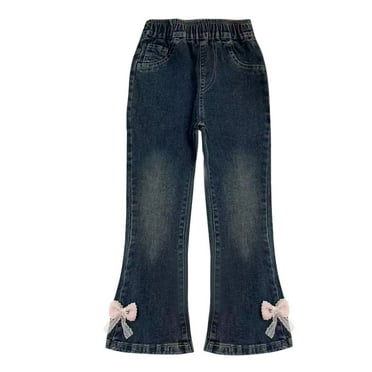 ameIAEA Girl's Bell Bottom Jeans Wide Leg Long Denim Pants with Pocket for Kids 3-9 Years