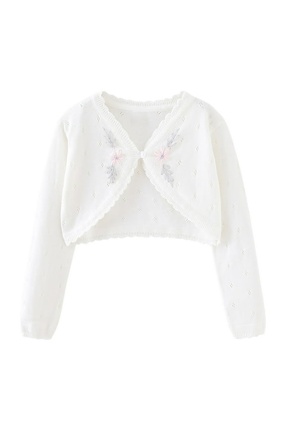 Girl's Cropped Cardigan Toddler Kids Fall Long Sleeve Button Sweater Cover Up Tops