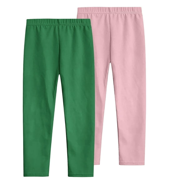 ameIAEA Girl's Elastic Waisted Leggings Toddler Kids Workout Yoga Stretchy Pants for 3-12 Years