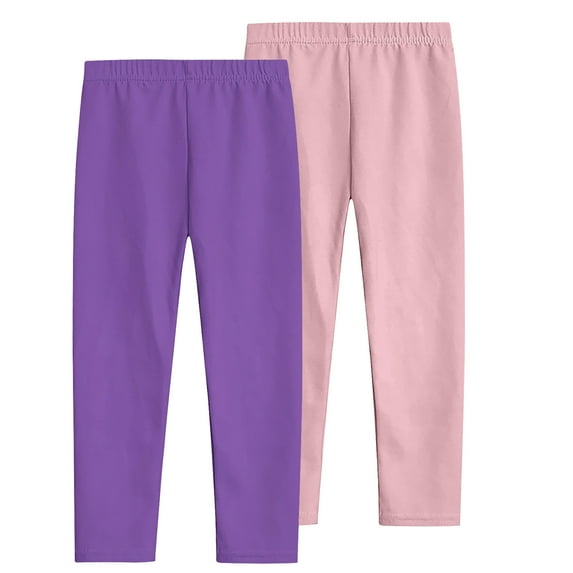 ameIAEA Girl's Elastic Waisted Leggings Toddler Kids Workout Yoga Stretchy Pants for 3-12 Years