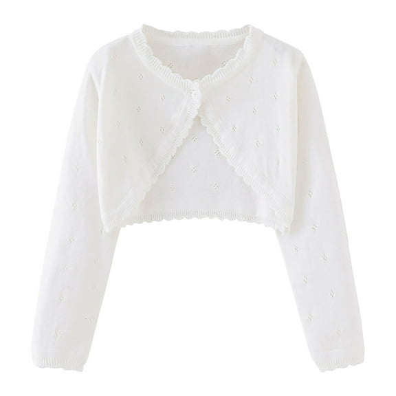 ameIAEA Girl's Long Sleeve Cropped Cardigan Toddler Kids Button Down Knit Cover Up Jacket Tops