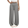 thumbnail image 1 of ameIAEA Girls High Waisted Wide Leg Pants Kids Solid Color Casual Long Trousers for 5-13 Years, 1 of 6