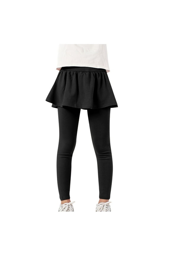 Girls' Leggings with Ruffle Skirt Stretchy Athletic Dance Yoga Pants for Kids 5-14 Years