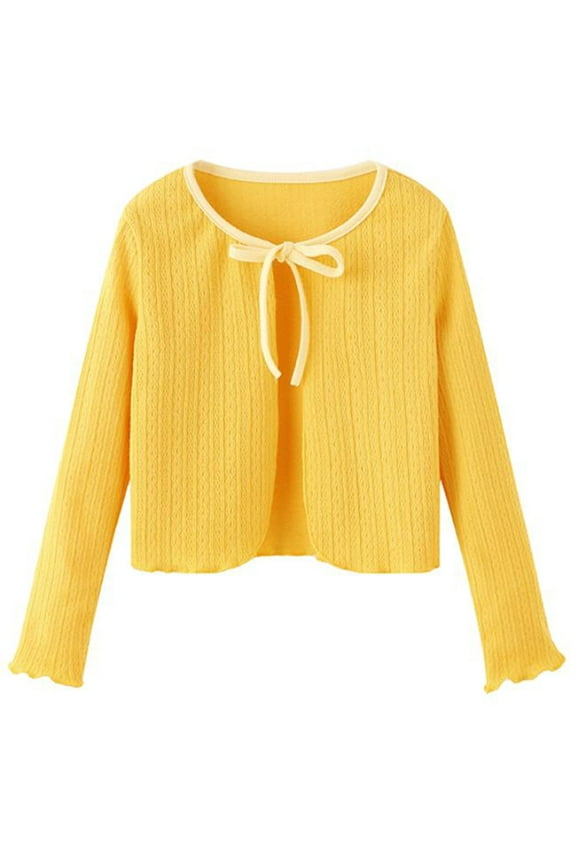 Girls Long Sleeve Cardigan Open Front Knit Outwear Fall Spring Clothes for Toddler Kids