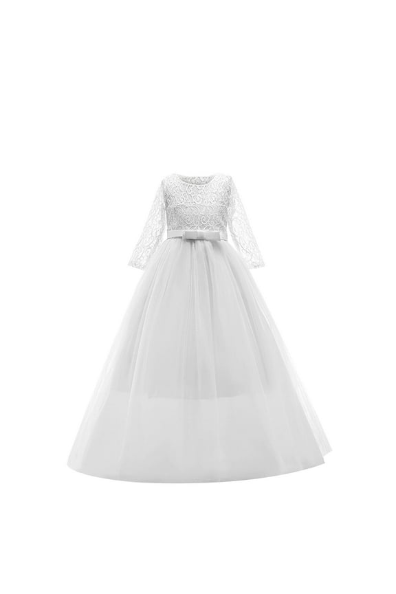 Girls Party Dress Long Sleeve Tulle Dresses Kids Birthday Formal Wedding Princess Dresses