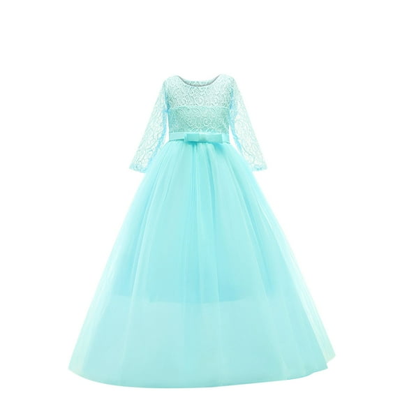 ameIAEA Girls Party Dress Long Sleeve Tulle Dresses Kids Birthday Formal Wedding Princess Dresses